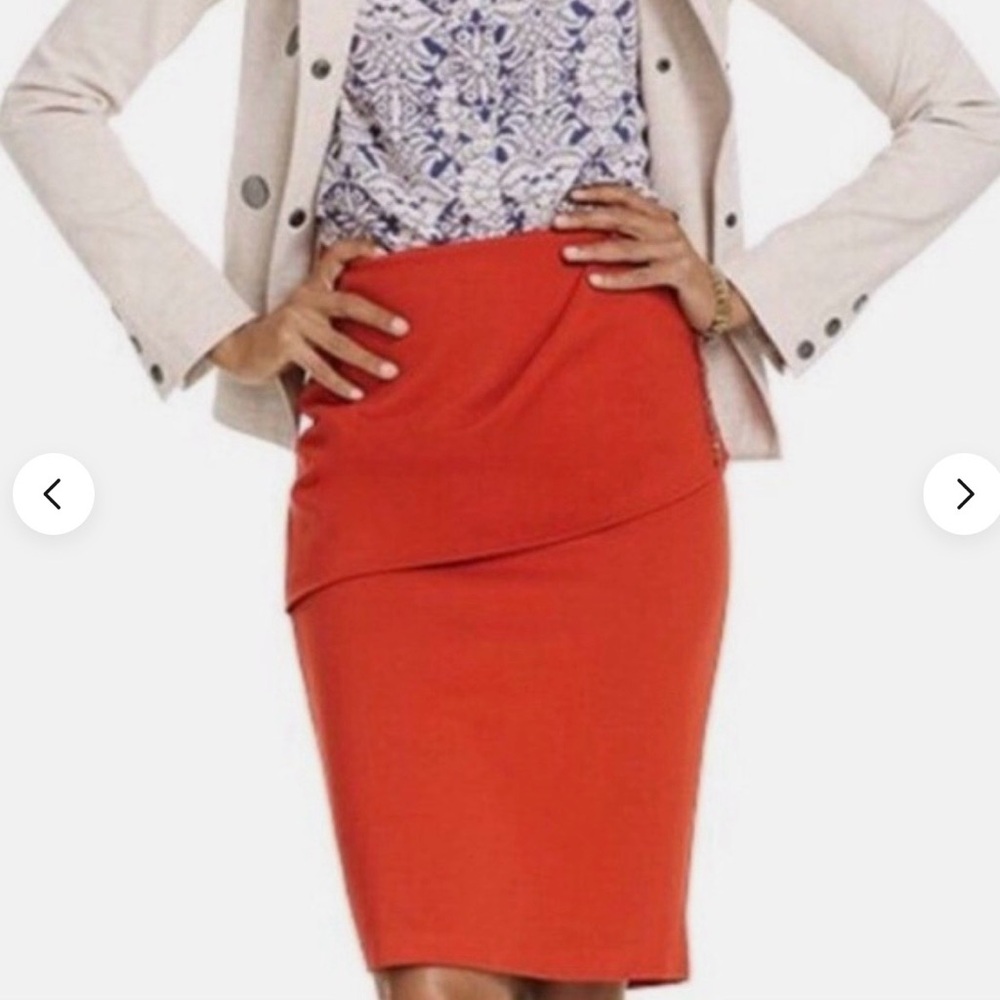 CAbi Crimson Red Asymmetric Pencil Skirt